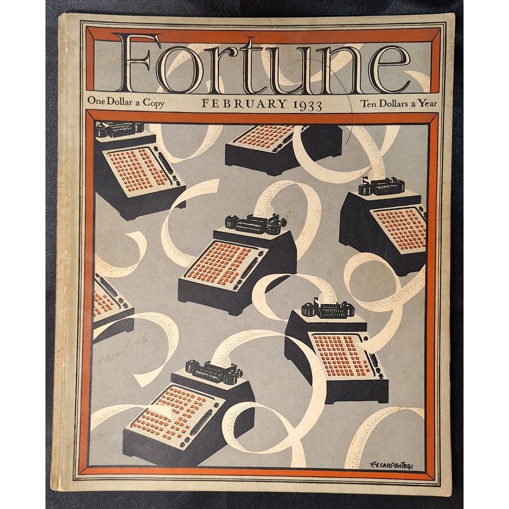 Fortune Magazine February 1933 Vol VII No 2 FV Carpenter Cover Art Deco Vintage